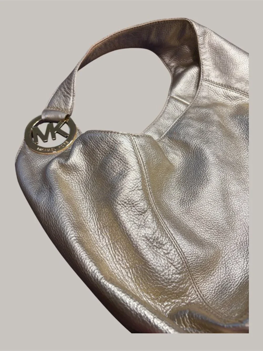 MICHAEL KORS FULTON METALLIC GOLD HOBO SHOULDER BAG - EUC